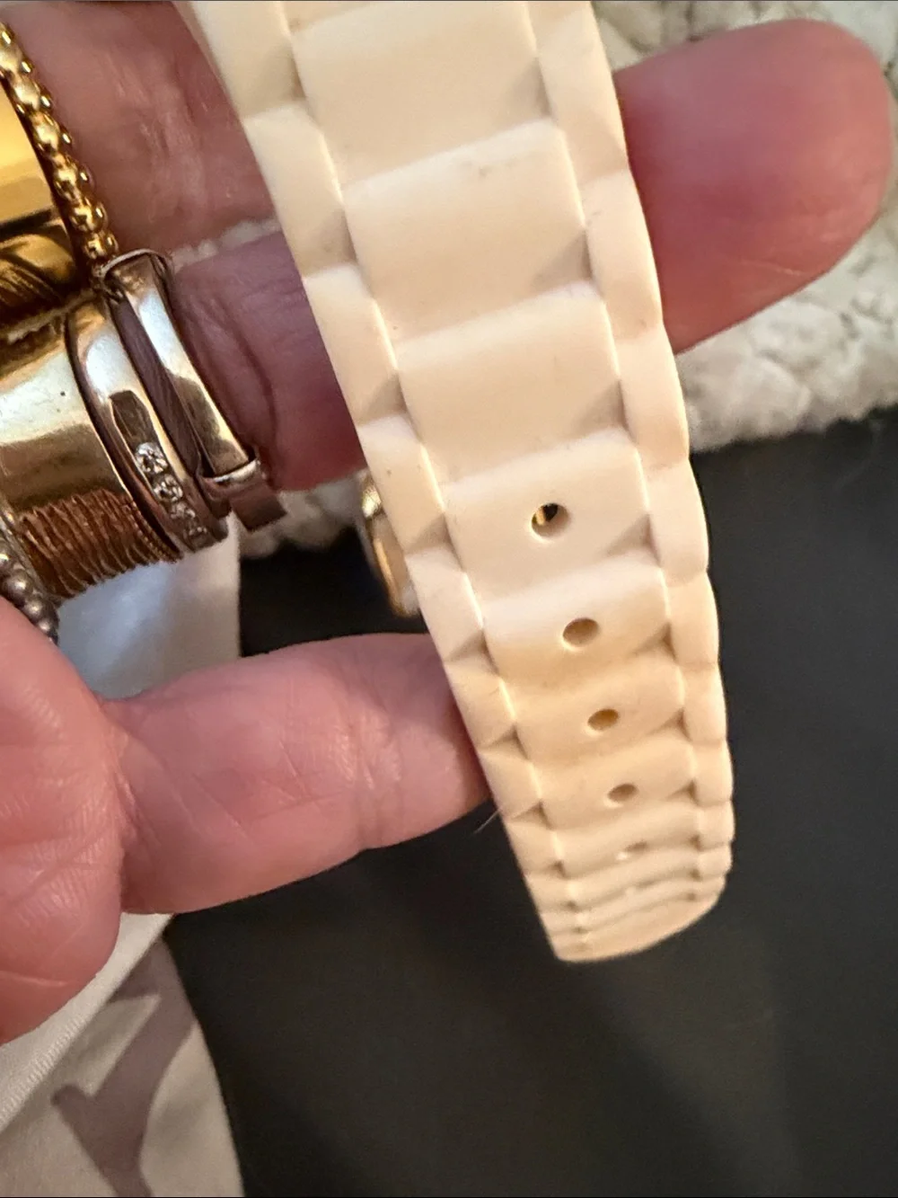 Michele Gold-Tone Chronograph Men’s Watch with Cream Strap